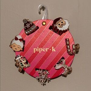 NWT Piper Kids Holiday 7 Hair Clip Set - Red and Gold